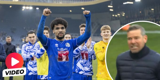 Bei 2:0-Sieg - Hier rennt FCL-Trainer Frick zum Jubeln über den Platz