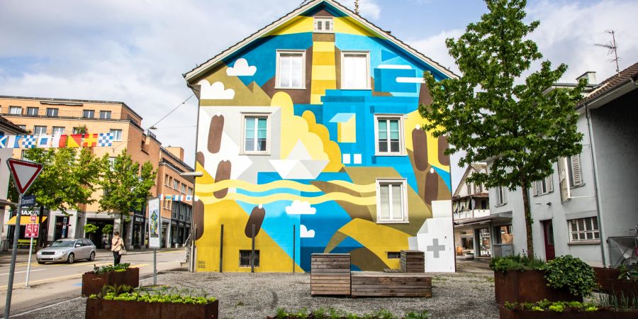 Wandbild an Stadthaus