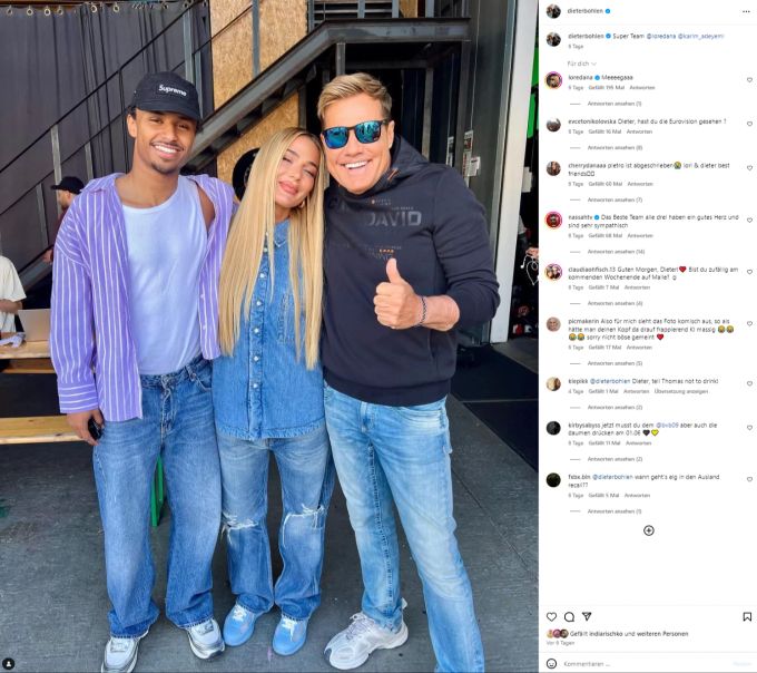 Dieter Bohlen mit Jury-Kollegin Loredana und ihrem Liebsten, Kicker Karim. Dieter Bohlen Loredana Karim