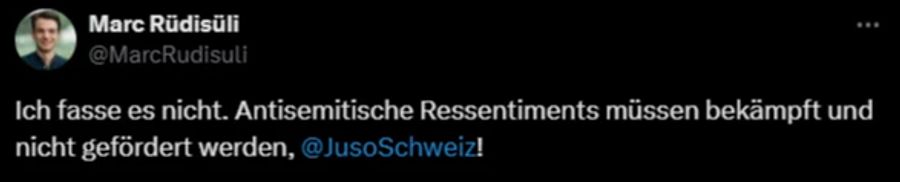 Marc Rüdisüli von der Jungen Mitte hat eine klare Meinung zum Entschluss der Juso bezüglich der BDS-Bewegung.