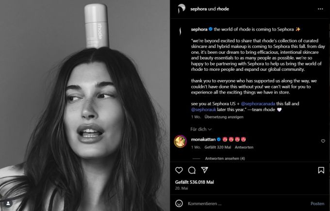 Die Kosmetikmarke von Hailey Bieber wurde 2022 gegründet. hailey bieber
