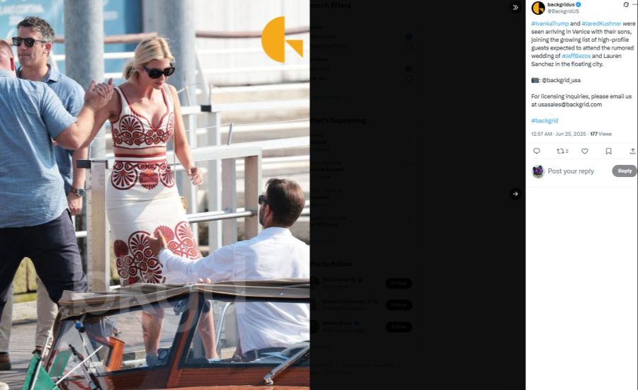 Bereits in Venedig angekommen ist Ivanka Trump.