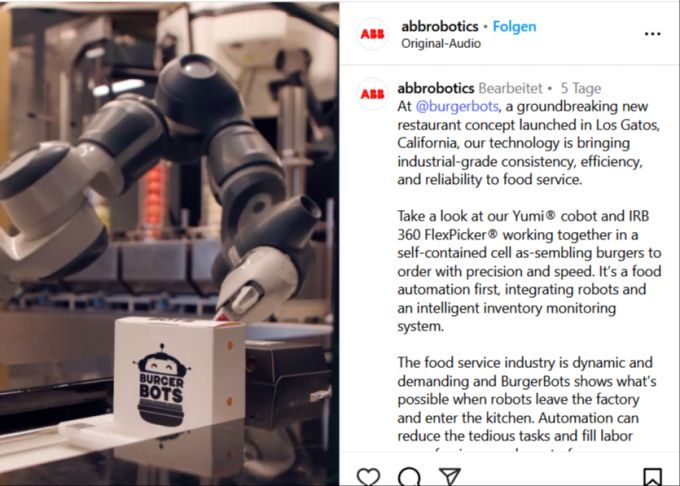 Die Technologie von ABB macht die Zubereitung von Burger effizienter. burger abb