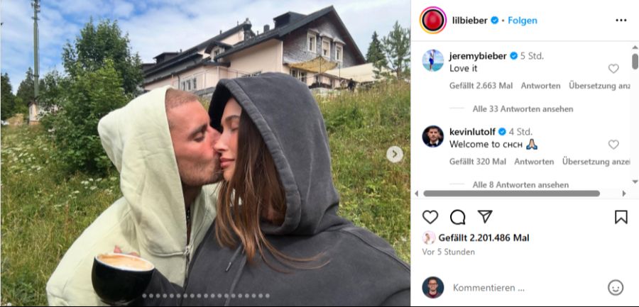 Justin und Hailey Bieber sind aktuell in der Schweiz.