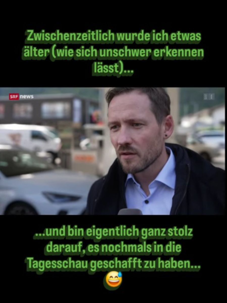 Er sei eigentlich ganz stolz darauf, es nochmals in die «Tagesschau» geschafft zu haben», schreibt der SVP-Nationalrat im Instagram-Post.