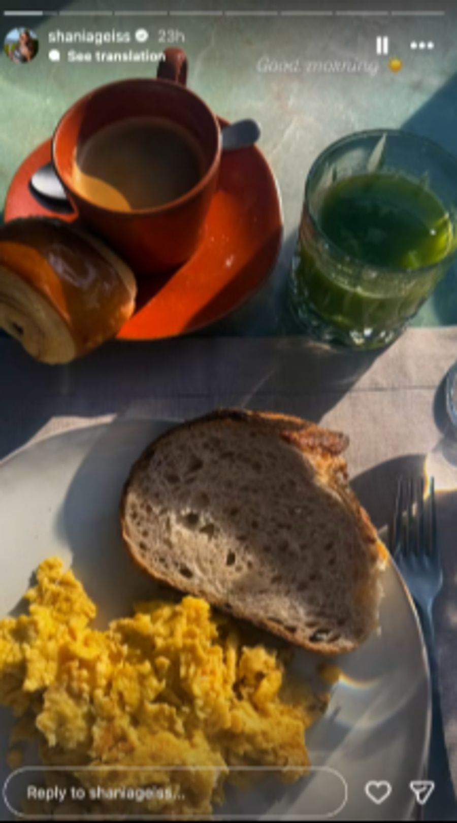 Dieses Zmorge gönnte sich Shania Geiss während ihres Aufenthalts in Zermatt.