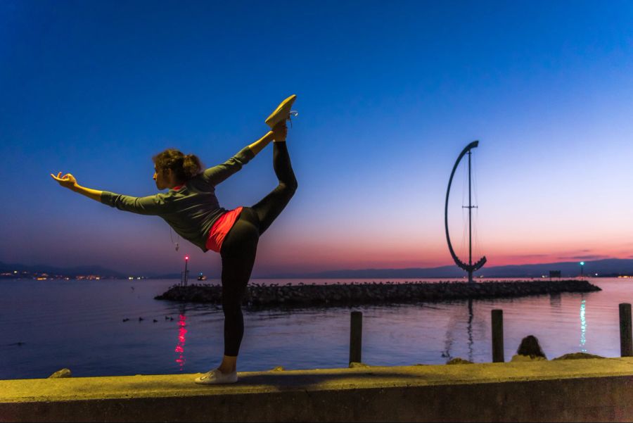 Frau, Yoga, Lausanne, Schweiz