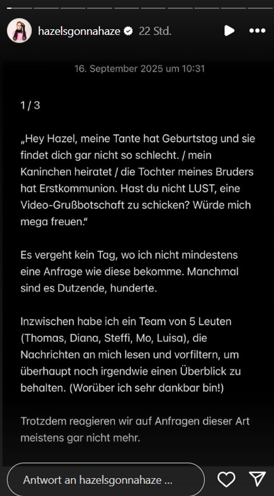 Hazel Brugger wird mit Anfragen überhäuft.