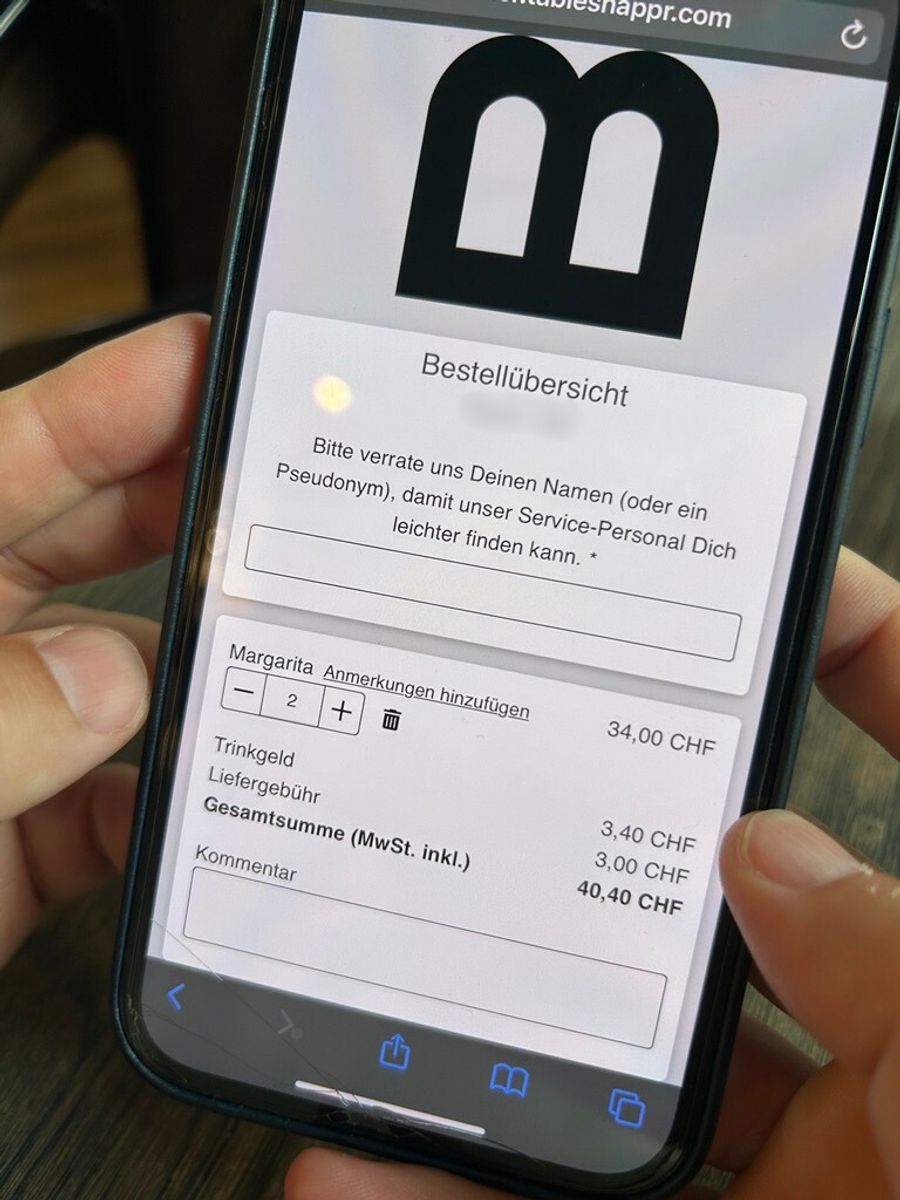 Schock vor dem Absenden der Bestellung: Die zwei Margeritas sind plötzlich noch sieben Franken teurer geworden.