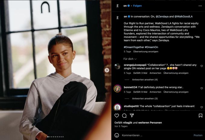 Zendaya wirbt für die Marke On in Zürich. Zendaya Zürich