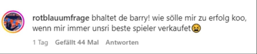 «Behaltet den Barry», fordert ein anderer Nutzer.