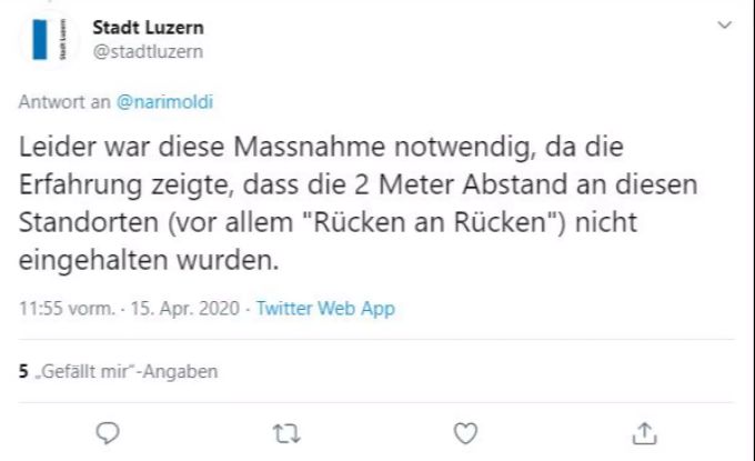 Die Stadt Luzern reagiert mit folgender Erklärung. Luzern