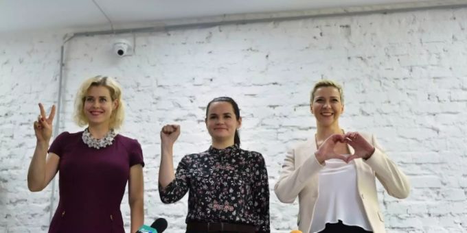 Zepkalo, Tichanowskaya und Barbarikos Kampagnenleiterin Kolesnikova Zepkalo, Tichanowskaya und Barbarikos Kampagnenleiterin Kolesnikova