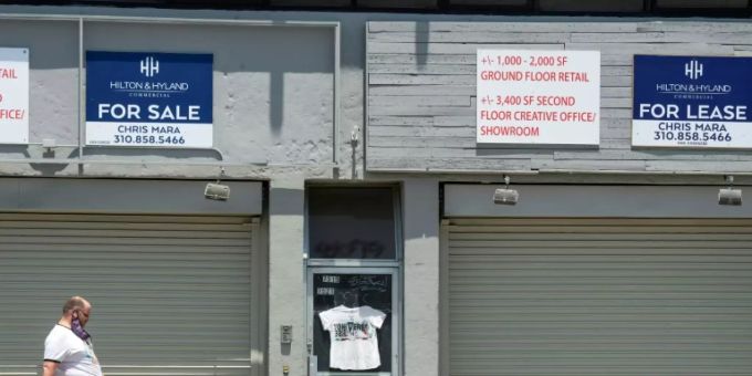 Geschlossenes Geschäft in Los Angeles. corona usa