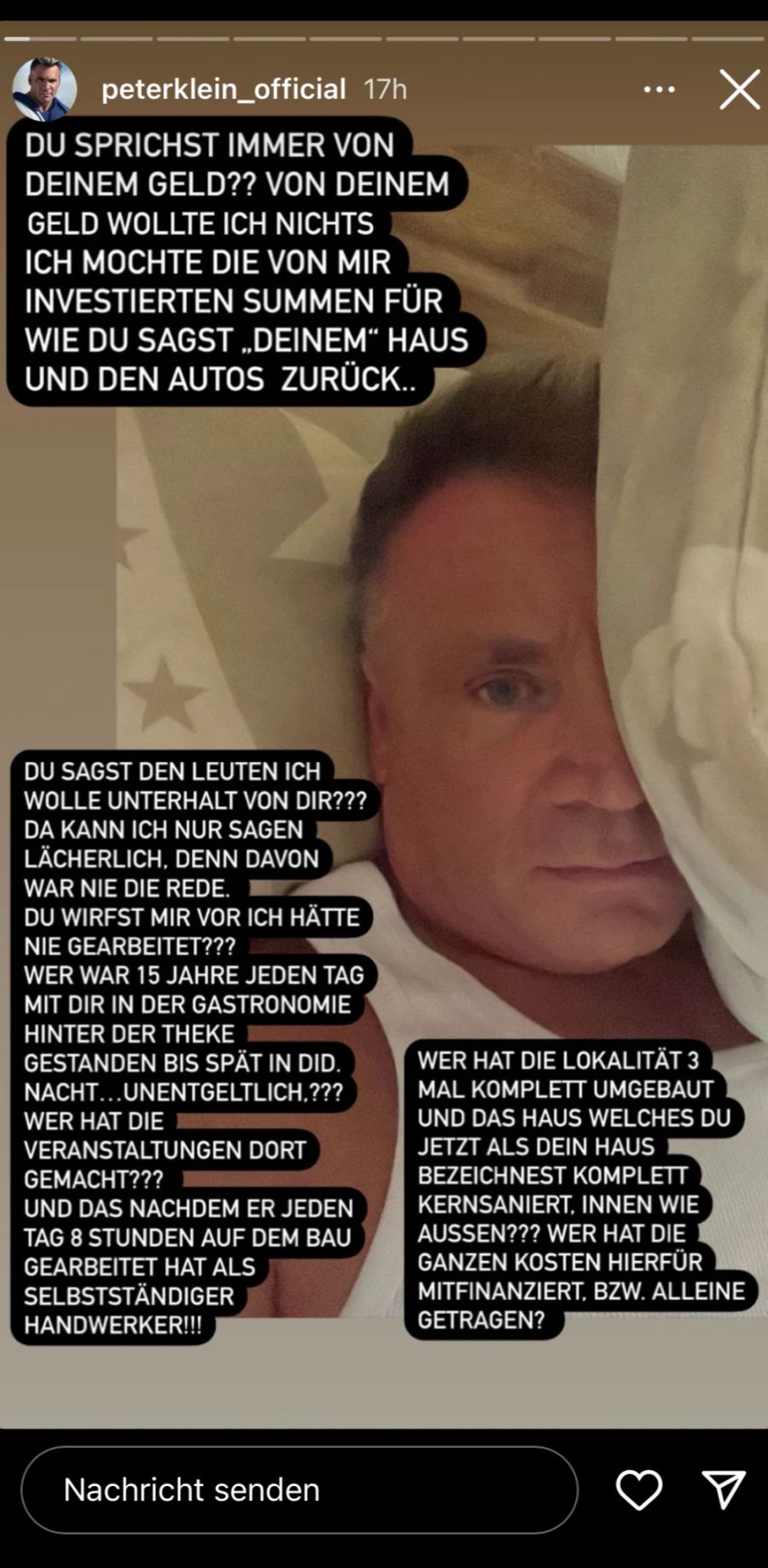 Auch Peter schiesst nun online gegen seine Ex.