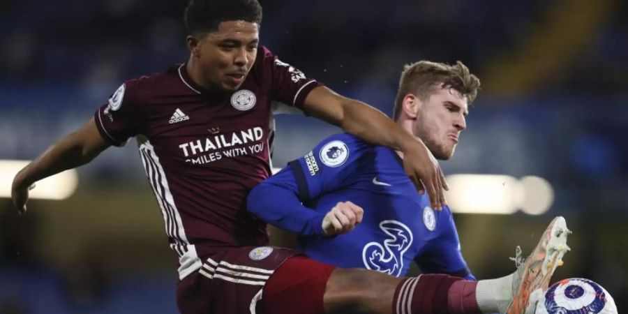 Bekam von den Chelsea-Fans gegen Leicester ein Lied gewidmet: Timo Werner (r). Foto: Catherine Ivill/Pool Getty/dpa