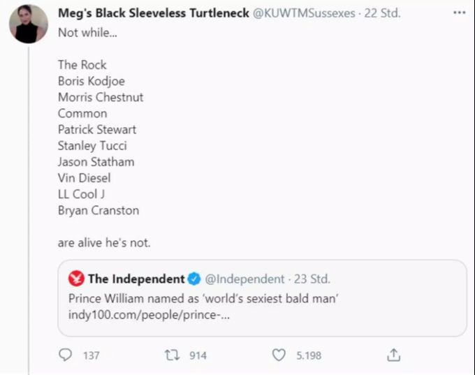 Ein User spottet über Prinz Williams Titel. meghan