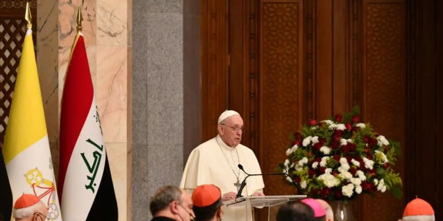 Ansprache der Papstes im Präsidentenpalast in Bagdad