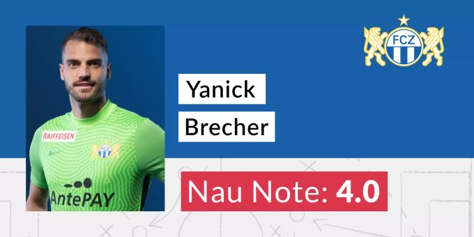 Yanick Brecher (FCZ) erhält die Nau-Note 4,0. Yanick Brecher FCZ Note