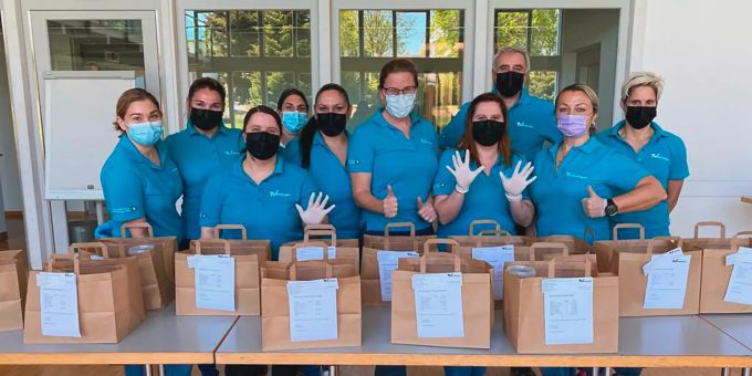 Das motivierte Team «OK Spaghettiplausch» in den Startlöchern. Spaghettiplausch @Home Härkingen