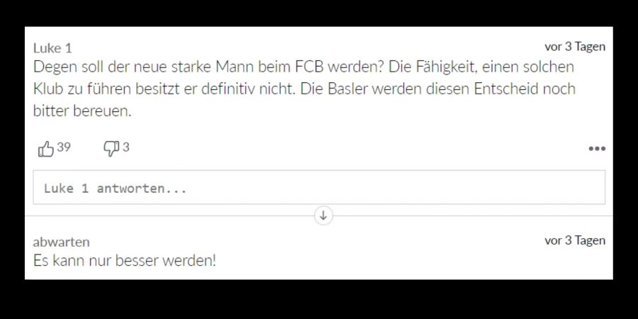Luke 1 zweifelt an Degens Fähigkeiten. Leser «abwarten» dagegen findet, dass es nur Luft nach oben gibt.