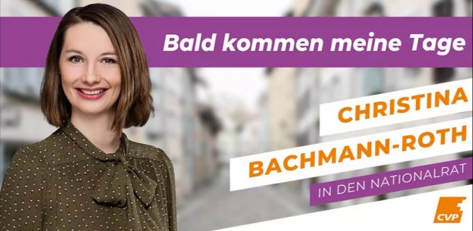 Mit dem Wortspiel «Bald kommen meine Tage» wirbt Christina Bachmann-Roth um einen CVP-Sitz im Nationalrat. CVP Nationalrat Bachmann Roth