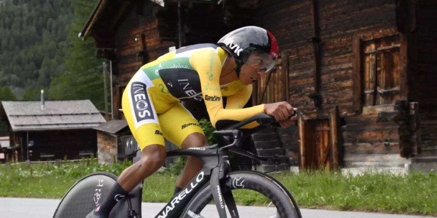 Egan Bernal während des Zeitfahrens vom Samstag. Der Kolumbianer hat alle Trümpfe in der Hand, um erstmals die Tour de Suisse zu gewinnen