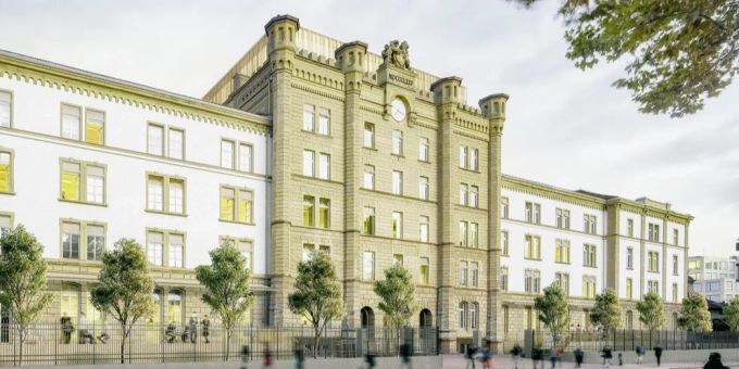 In wenigen Jahren soll ein riesiges Glasdach auf dem mittleren Teil der Militärkaserne sitzen und ein lichtdurchflutetes Atrium bilden. glasdach militärkaserne zürich