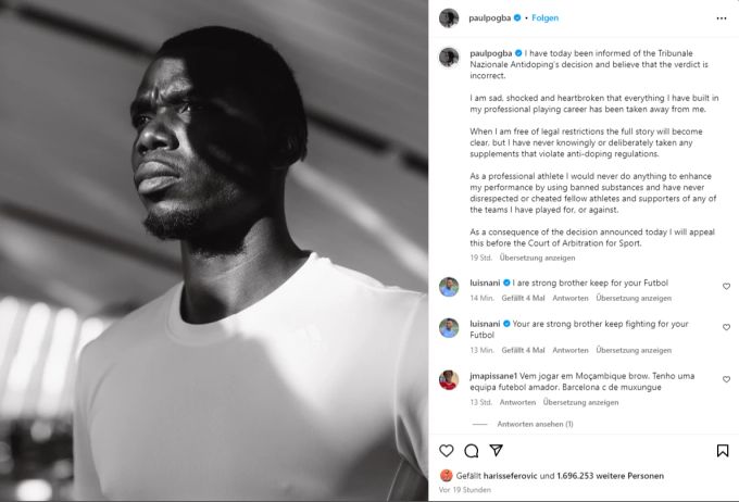 Paul Pogba äussert sich nach der gegen ihn verhängten vierjährigen Sperre wegen Dopings. Paul Pogba