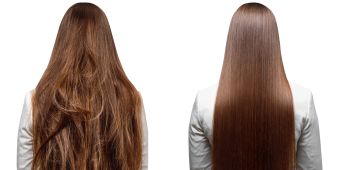 Gesundes und strohiges Haar.