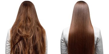 Gesundes und strohiges Haar.