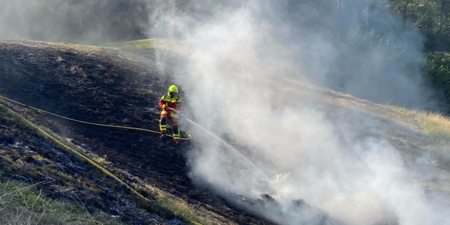 Weite: Heuhaufen in Brand