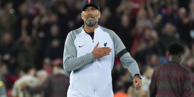 Erleichtert: Jürgen Klopp nach Liverpools Sieg gegen Ajax Amsterdam. Erleichtert: Jürgen Klopp nach Liverpools Sieg gegen Ajax Amsterdam.