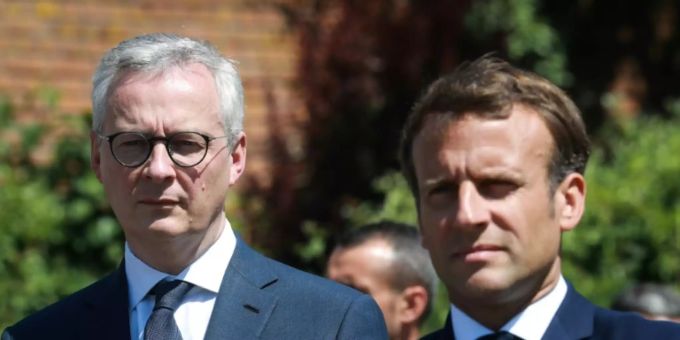 Finanzminister Le Maire (li.) mit Präsident Macron Finanzminister Le Maire (li.) mit Präsident Macron