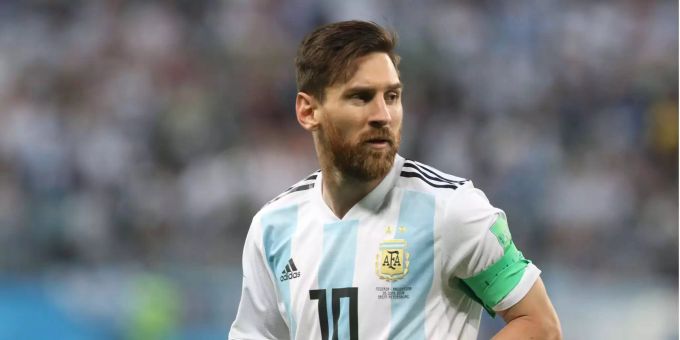 Lionel Messi aus Argentinien im WM-Spiel gegen Nigeria. lionel messi argentinien