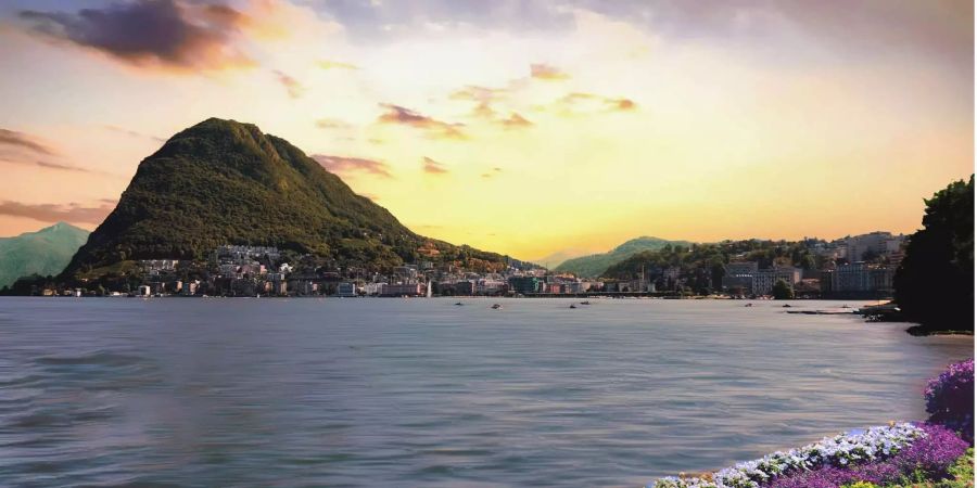 Die Aussicht auf den See vor Lugano TI.