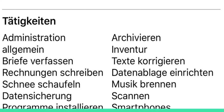 Die Angebote der Pensionierten.