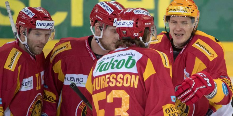 Die SCL Tigers bejubeln ihren höchsten Saisonsieg.