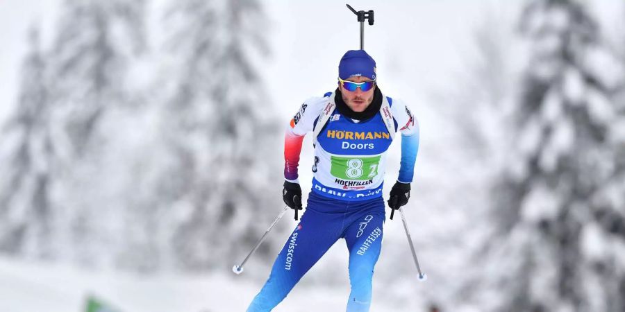 Jeremy Finello beim Biathlon-Rennen im Kanadischen Canmore.