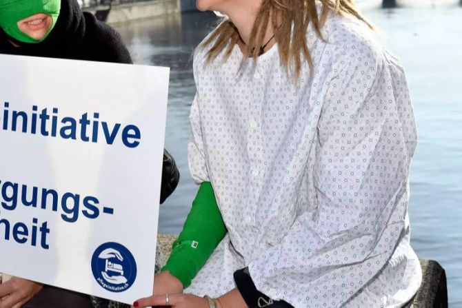 Demonstration für die Pflegeinitiative.