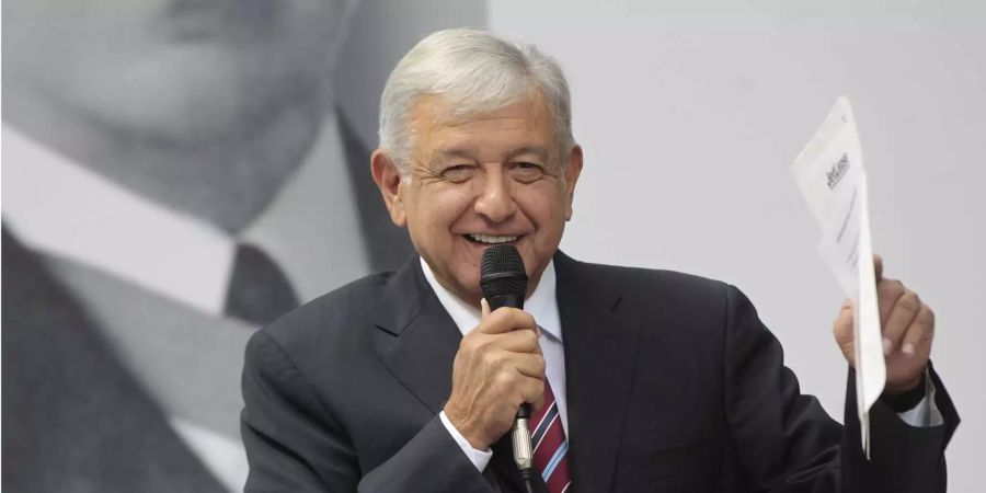 Mexikos Präsident Andrés Manuel López Obrador spricht an einer Pressekonferenz in Mexiko-Stadt.