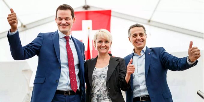 Die Bundesratskandidaten der FDP 2017: Pierre Maudet, Isabelle Moret und Ignazio Cassis. moret maudet cassis