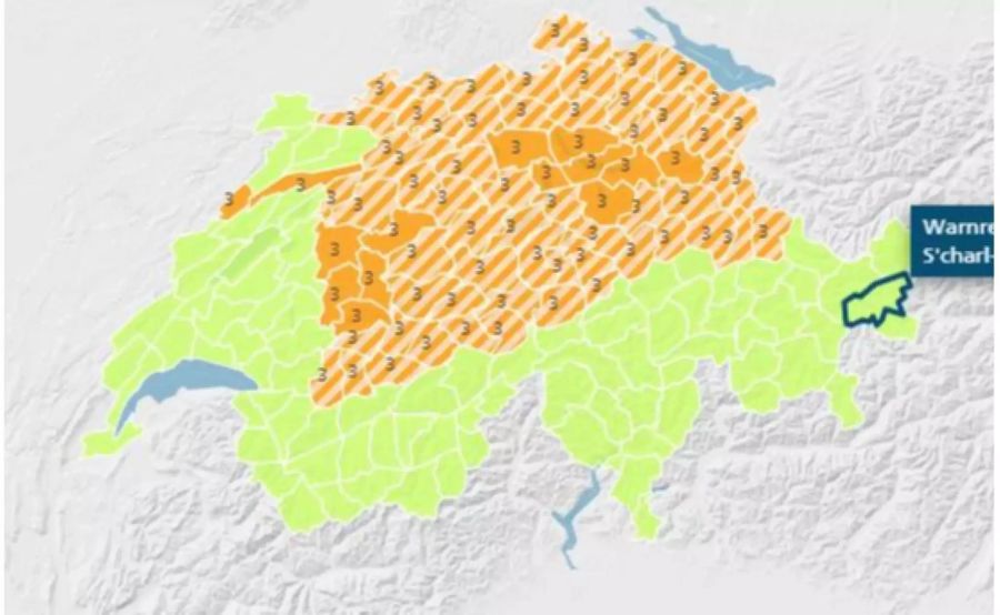 Im Norden und Osten der Schweiz wurde die Gefahrenstufe der Stärke 3 herausgegeben.