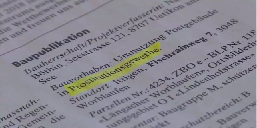 Am Fischrainweg 7 in Ittigen sollte das Postgebäude als Prostitutionsgewerbe umgenutzt werden.