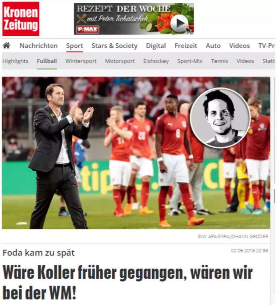 Die österreichische «Kronen Zeitung» lässt Frust ab.