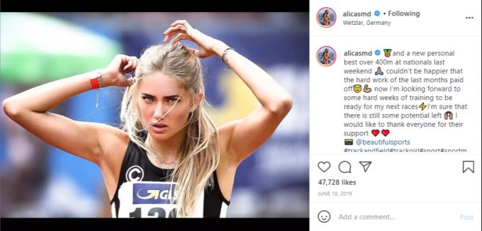 Keine deutsche Sportlerin hat mehr Instagram-Follower als Alica Schmidt. Alica Schmidt