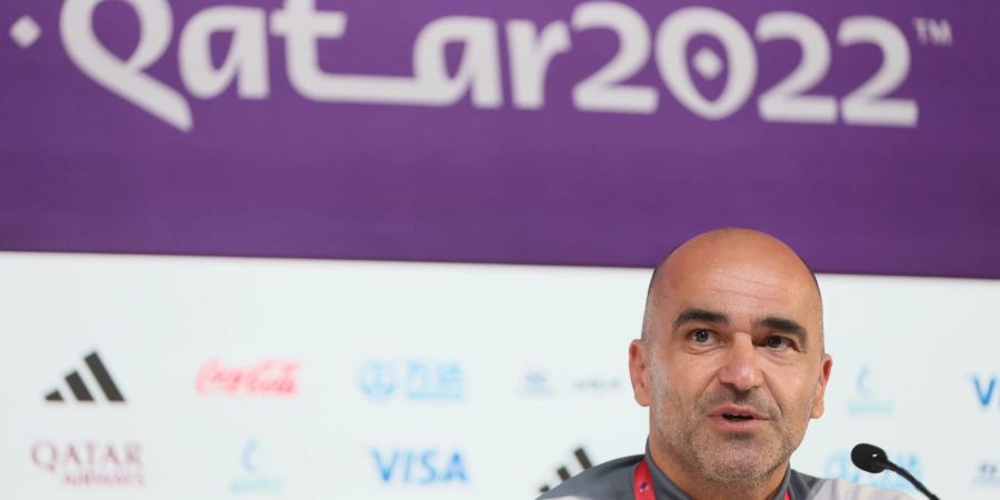 Belgiens Trainer Roberto Martinez auf der Pressekonferenz zum Spiel gegen Kroatien.