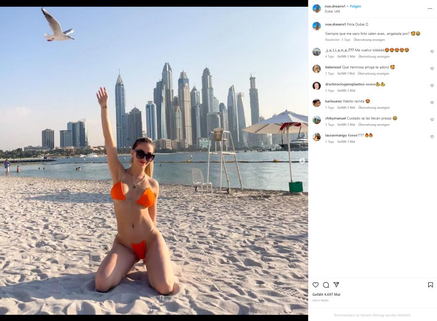 Auch in Dubai wird am Strand posiert.