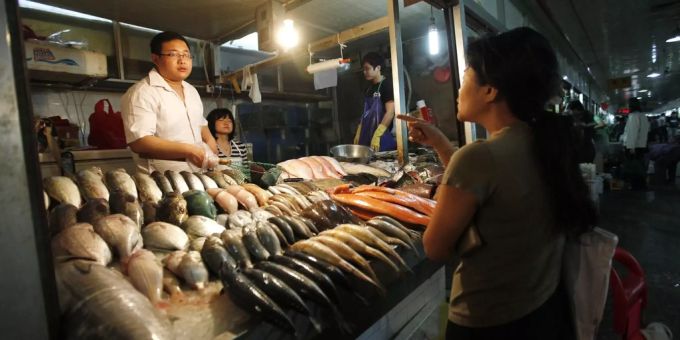 Eine Fischmarkt in China Lungenerkrankung Corona