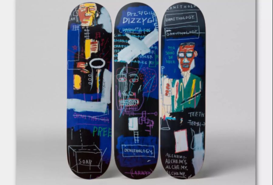 Sujets von Jean-Michel Basquiat auf Snowboards.